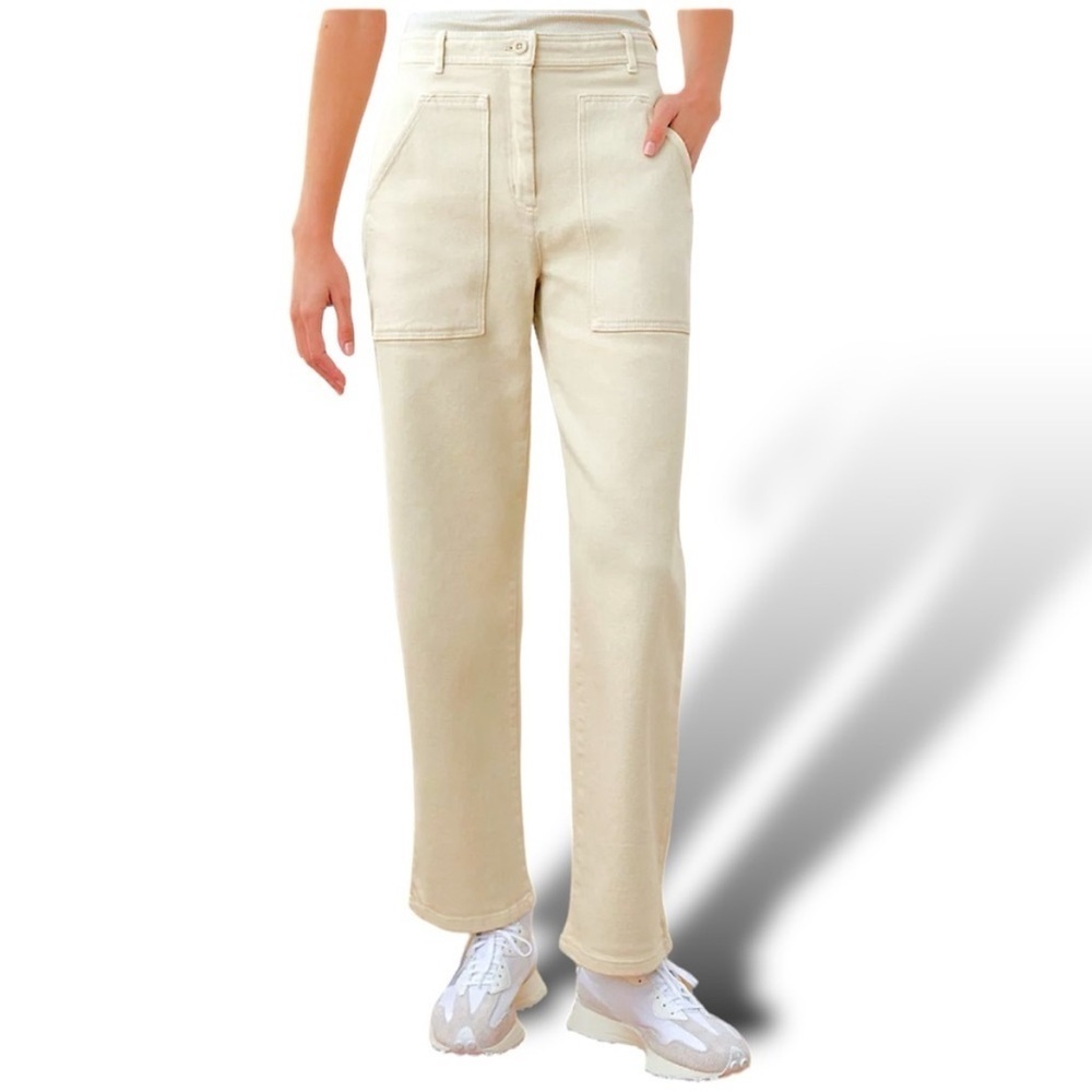 Aritzia Wilfred Free High Rise Straight Leg cream denim pants / utility size 4